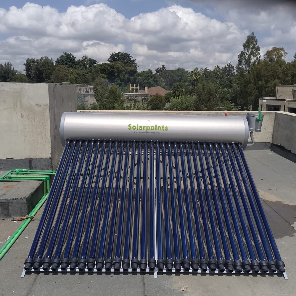 Pre-heat pressurized coil solar water heater with stainless tank and evacuated tubes